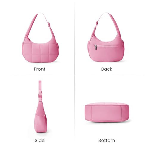 Image of Small Puffer Crescent Shoulder Bag for Women Lightweight Water-Resistant Nylon Purse with Adjustable Strap & Multiple Pockets