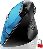 memzuoix Ergonomic Mouse Wireless,2.4G Optical Cordless Mice with 800/1200/1600 DPI,Vertical Computer Wireless Mouse for Laptop, Mac,PC,Desktop (for Right Hand, Large),Blue Mouse