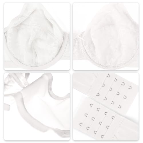 Image of ProKloud Minimizer Bras for Women Full Coverage Supportive Plus Size Unlined Lace Underwire Bra