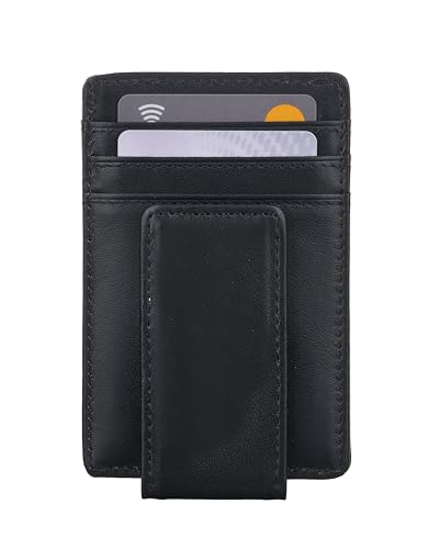Awesometik Classic MONEY CLIP Leather Wallet for Men | 4 Card Slots | 1 Money Clip | 1 Currency Money Holder | 1 ID Window | Full Grain Leather | ID Credit Card Holder| RFID PROTECTION (Black)