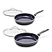 GreenPan Pfannenset Pfanne Induktion Beschichtet, Toxinfreies Kochen, Ofen- und Spülmaschinengeeignet mit Universal Glasdeckel für Bratpfanne und Kochtopf mit Edelstahl Griff - 24/28 cm, Schwarz