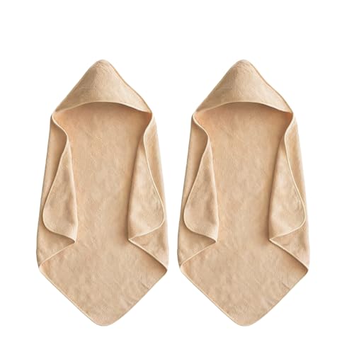 Image of Baby Hooded Bath Towel 31.5 inchx31.5 inch Ultra Absorbent Cloud-Soft Cozy Coral Fleece, for Newborn Infant Toddler Up to 3 Years, Unisex Bathrobe Blanket (Beige)
