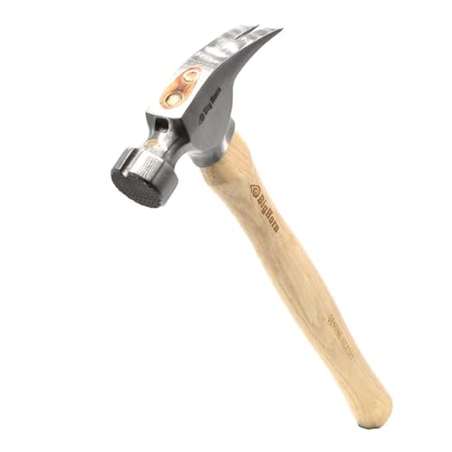 Big Horn 15100 21 Oz Straight Handle Framing Hammer – Milled Face, Magnetic Nail Starter, Anti-Ring Claw, Precision Balanced Alloy Steel Head, Canadian Hickory Handle