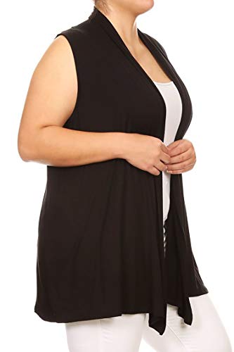 FashionStream Women's Plus Size Open Front Loose Fit Casual Office Work Wear Solid Sleeveless Vest2