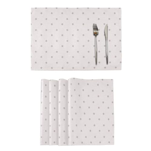 Cute Grey Dots Decorative plastic placemats for dining table holiday underplate mat individuales para set of 6 12x18