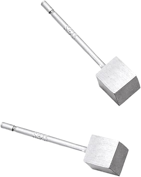925 Sterling Silver Imperfect Tiny Cube Studs Earrings