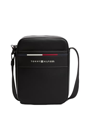 Tommy Hilfiger Bolso bandolera Hombre Foundation Mini Reporter con logotipo, Negro (Black), Talla Única