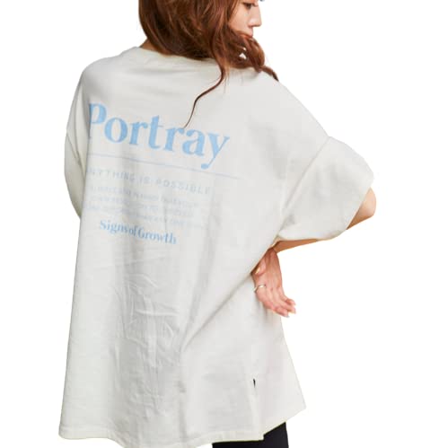 Tシャツ バック ロゴ ビッグ ゆったり ルーズ おおきい プリント デザイン シルエット Tシャツ 半袖 レディース F サックス