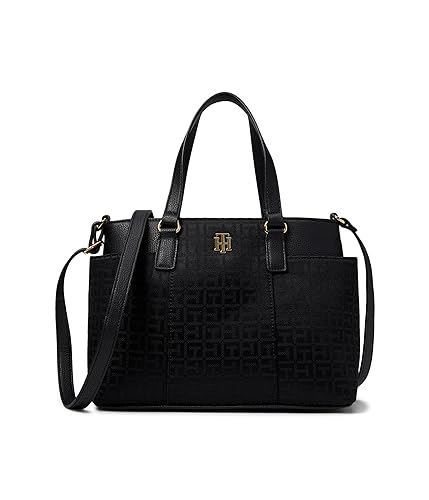 Tommy Hilfiger Evelyn II Bolsa conversível - Monograma quadrado Jacquard, Tonal preto, One Size