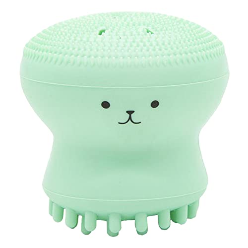 タコ かわいいシリコン フェイス ブラシ マッサージ リムーブ スクラブ ディープ クレンジング グリーン, 緑, 2.08x2.08x1.65インチ