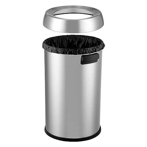 Caneca de basura de acero inoxidable 65L con tapa abierta