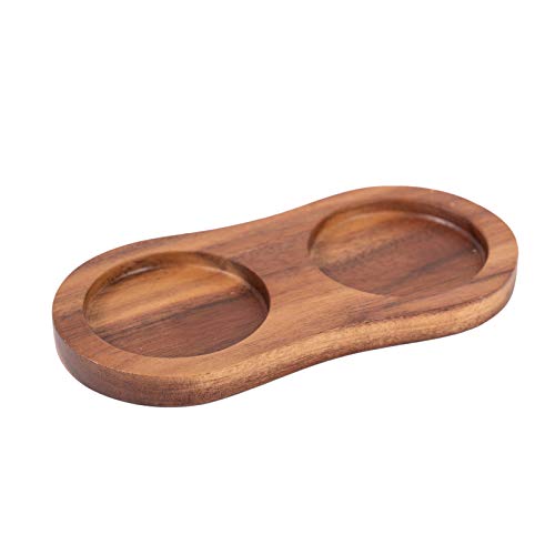 DeroTeno Bandeja para molinillo de sal y pimienta, madera de acacia, protector de mesa de comedor, diámetro interior de 5,5 cm (El molinillo de pimienta y molinillo de sal no están incluidos)