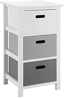 LIVIVO 3 NINA Drawer Storage Cabinet Freestanding Waterproof Unit Grey & White  Paulownia Wood Strong Design Perfect For Home Decor, Bathroom, Bedroom, Living Room, Hallway, Office (3 Drawer)