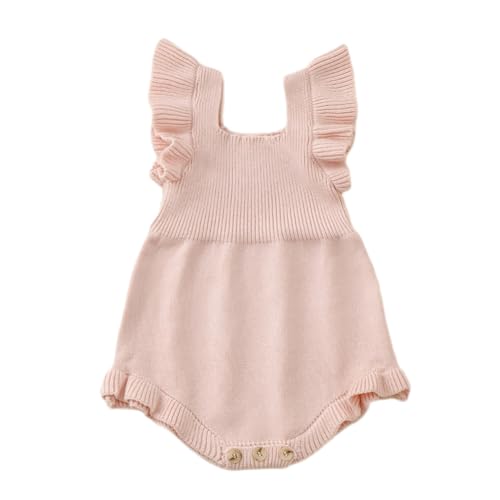 Newborn Baby Girl Sweater Romper Knitted Ruffle Sleeve Bodysuit Jumpsuit Toddler Cute Summer Clothes