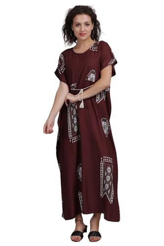 Image of Fabme Women's Printed Kaftan Nursing and Maternity Nighty