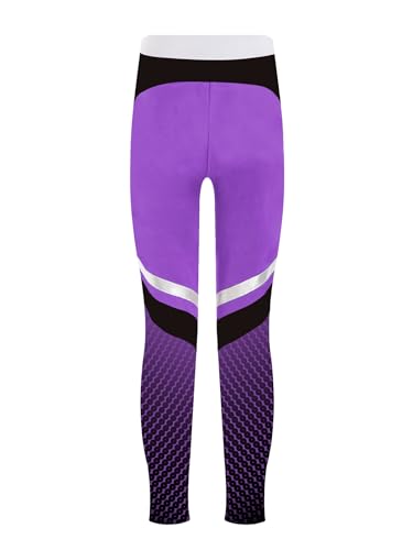 Jugaoge Kids Girls Gradient Dots Printed Skating Pants High Waist Fleece Practice Skating Leggings Tights4