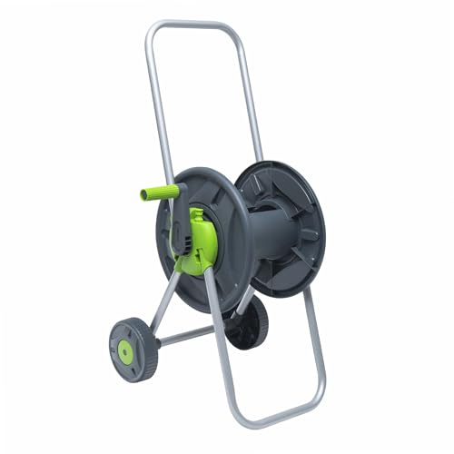 WERKA PRO Dévidoir de tuyau sur roues, design ergonomique pour un arrosage sans effort, passage d'eau coudé pour un débit optimal, résistant aux...