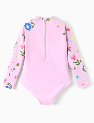 Image of Disney Frozen Stitch Princess Minnie Mouse Girls Swimsuit Long Sleeve Rashguard UPF 50 One Piece Bathing Suit Size 3M-13Y