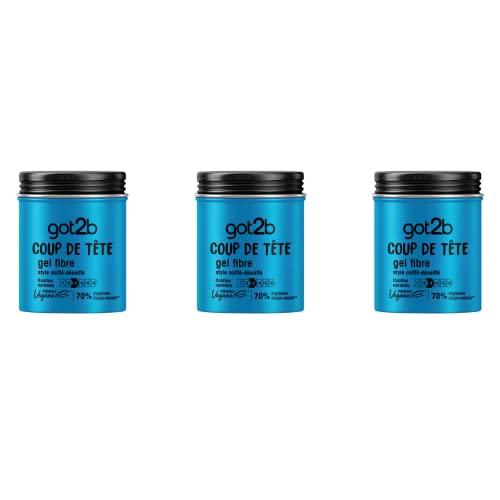 Schwarzkopf - Got2b - Gel Coiffant Cheveux - Coiffant Cheveux Homme - Coup de Tête - Gel Fibre - Fixation Normale - Style Coiffé Décoiffé - Pot 100 ml (lot...