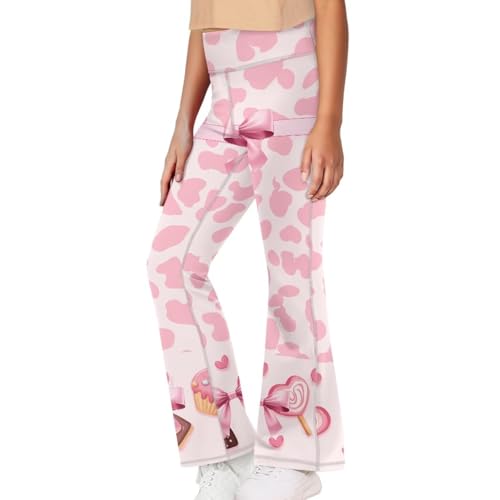 Dolyues Cute Girls Crossover Flare Jeans Stretchy Bootcut Yoga Pants Bell Bottoms Size 5-14 Years