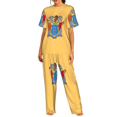 Pyjama New Jersey femme ensemble court imprimé en tissu doux pour la nuit