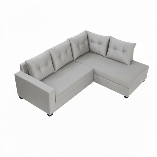 Image of SOCOZI Oriana 4 Seater RHS L Shape Sofa Set | Soft Velvet Suede Fabric | Modern Design | Plush Comfort Cushions for Living Room (Light Grey)