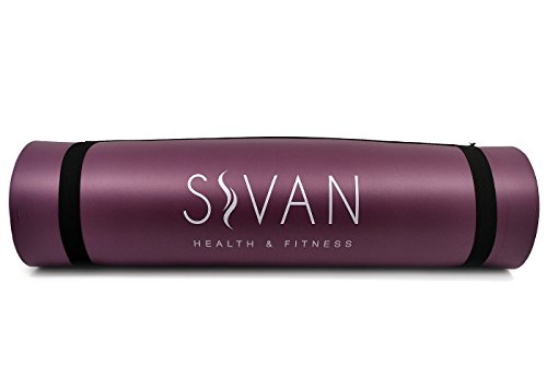 Sivan 6-Piece Yoga Set- Includes 1/2" Ultra Thick NBR Exercise Mat, 2 Yoga Blocks, 1 Yoga Mat Towel, 1 Yoga Hand Towel and a Yoga Strap (Purple)