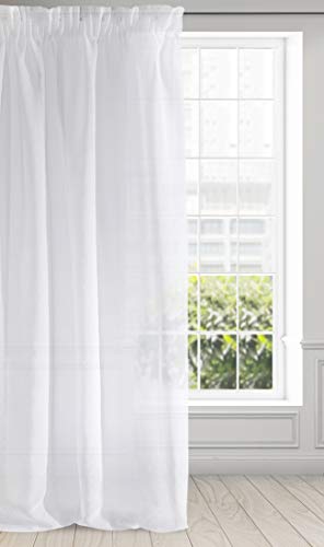 Eurofirany ARGEA Voilage à Galon Fronceur-1 pièce. Semi-Transparent Rideau, Draperies, Décorations d'intérieur de Fenêtre de Salon, Chambre, Cuisine, Polyester, Blanc, 140x270 cm