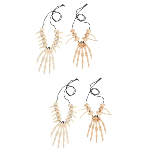 Collier tête de mort et main d'os à partager entre amis pour Halloween