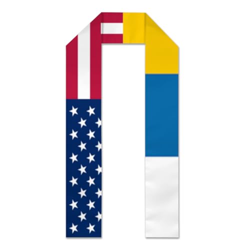 America Flag and canary islands Flag Graduation Sash,Graduation Stole Scarf Gifts for International Student