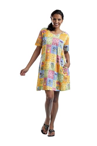 Image of LA CERA Women's Casual Cotton Knit Summer Dress, A-Line Hem, Scoop Neckline, Short Sleeves with Side Pockets