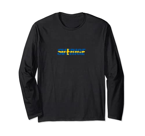 Flag Sweden Long Sleeve T-Shirt, Black