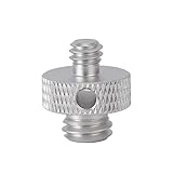 HUSHUI 1/4 Zoll auf 3/8 Zoll Außengewinde-Schraubenadapter, Anodisch Oxidierte Aluminiumlegierung, mit Klarem Gewinde und 3,5 Mm Runden Löchern, für Stativ-Kamerakäfig-Kugelkopf (Silber (A54-2))