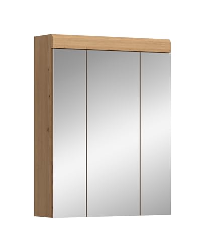 xonox.home Bad Scout X06N3725 Spiegelschrank Spiegel Medizinschrank in Salbei und Artisan Eiche Nachbildung, ca. B/H/T: 60x79x18 cm