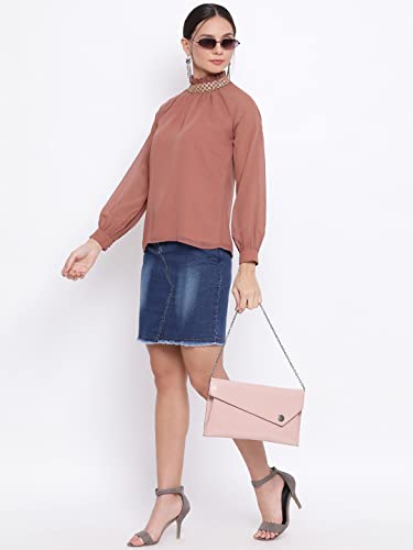 Image of ALL WAYS YOU Casual Embellished Women Brown Top A2107TPBR018