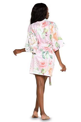 Image of Turquaz Women's Silky Satin Kimono Robes for Bridesmaids, Bride, Short Loungewear, Lingerie Dressing Gown Silk Like VS Robe