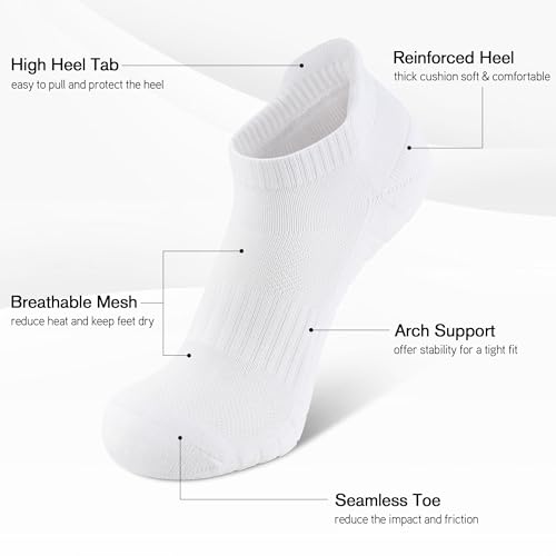 6 Pack Men's Ankle Socks Athletic Socks with Cushion Low Cut Sock Sports Sock for Women Men2