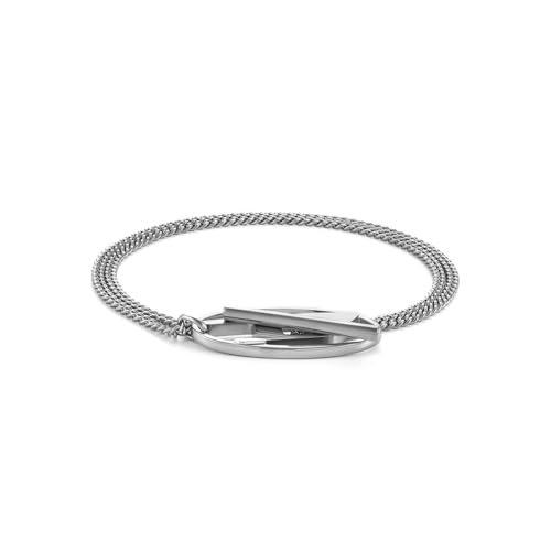 Diesel Herren-Armband aus Edelstahl mit Knebelverschluss, Helles Silber