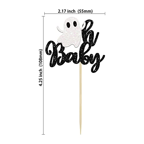 Gyufise 24Pcs Halloween Baby Shower Cupcake Toppers Halloween Oh Baby Cupcake Picks Little Boo Cupcake Topper Halloween Ghosts Decoration Supplies thumb #1