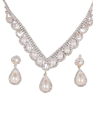 Collar de perlas y diamantes de imitación anti-alergia para vestidos de novia