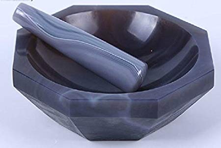 Hanchen Mortero de Ágata Natural con Maja Mortero de Laboratorio 8 * 3cm CE