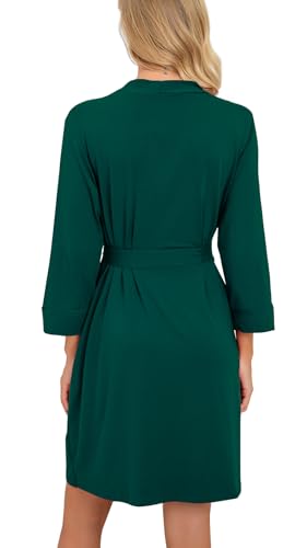 Image of PrinStory Womens Robe Lightweight Short Knit Bathrobe Soft Ladies Sleepwear with Pockets