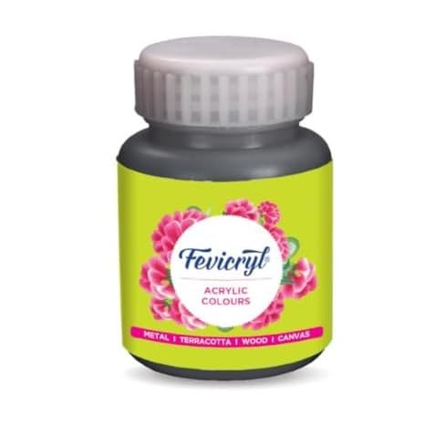 Image of Fevicry.l Acrylic Black Colour, 100ml | Suitable for Wood, Glass, Canvas, Metal, Plastic | Ideal for Beginners, Artist, School Projects, DIY