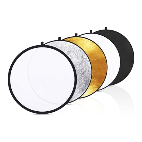 Image of Welborn 5-in-1 Collapsible Light Reflector 43 inch (110cm) - Gold, Silver, White, Black & Translucent Photography Diffuser for Studio & Outdoor Shoots