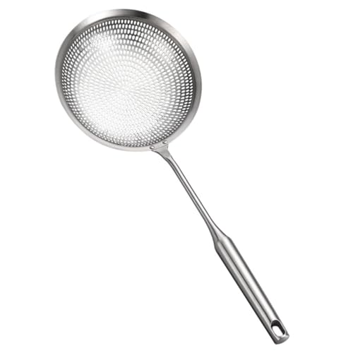PATKAW ステンレス製メッシュコランダー お玉プ長柄スプーン 油切り火鍋用調理器具 フライドポテトや麺類の水切りに キッチン多用途ツー