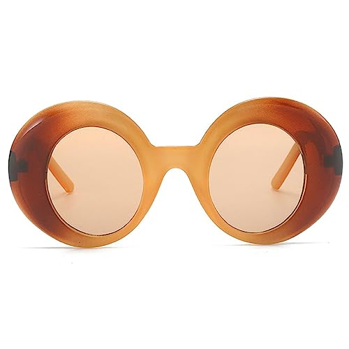 Vintage Oversized Round Blue Gradient Sunglasses For Women Fashion Large Cat Eye Sun Glasses Female Y2K Oval Eyewear