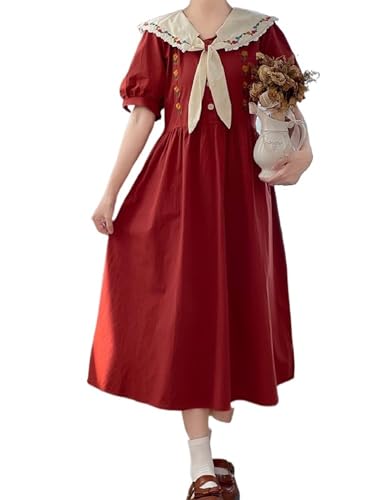 Robe d'été fée girly fluide et légère à manches courtes et broderie