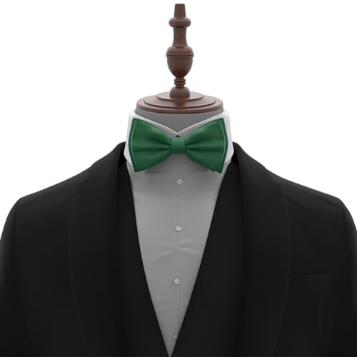 Adam Young Boy's Emerald Green Bow Tie Pre-Tied Style Formal Satin Classic Bowtie for Tuxedo Faux Silk (Medium, Juniper)4