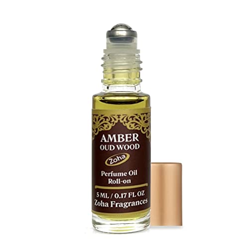 Zoha Amber Oud Wood|Roll On Perfume for Women and Men | Alcohol Free & Essential Oil Based Perfumes | Long Lasting & Vegan Fragrance Made in USA (5 ml/.17 Oz)