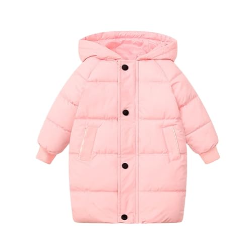 Long Puffer Jacket for Girls Boys Casual Fashion Down Jackets Winter Plain Thickened Warm Hooded Coat with Pockets for Kids